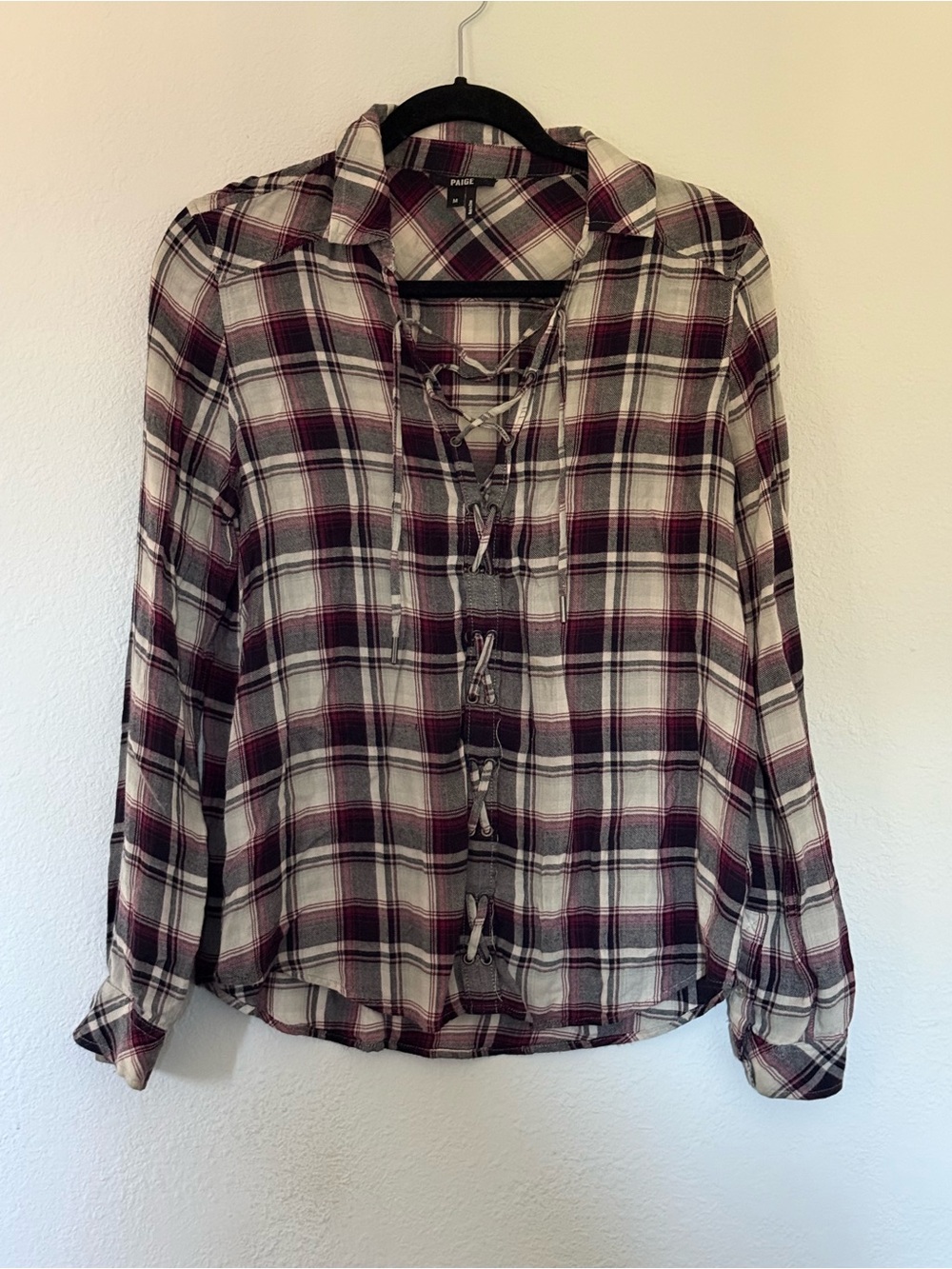 Paige lace front flannel shirt